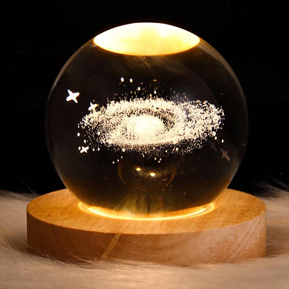 3D-Kristalllichter-Lampe, leuchtendes Planeten-Galaxie-Nachtlicht, Kristallkugel-Nachtlichter, Nachttischlampe, Heimdekoration, Weihnachtsgeschenk