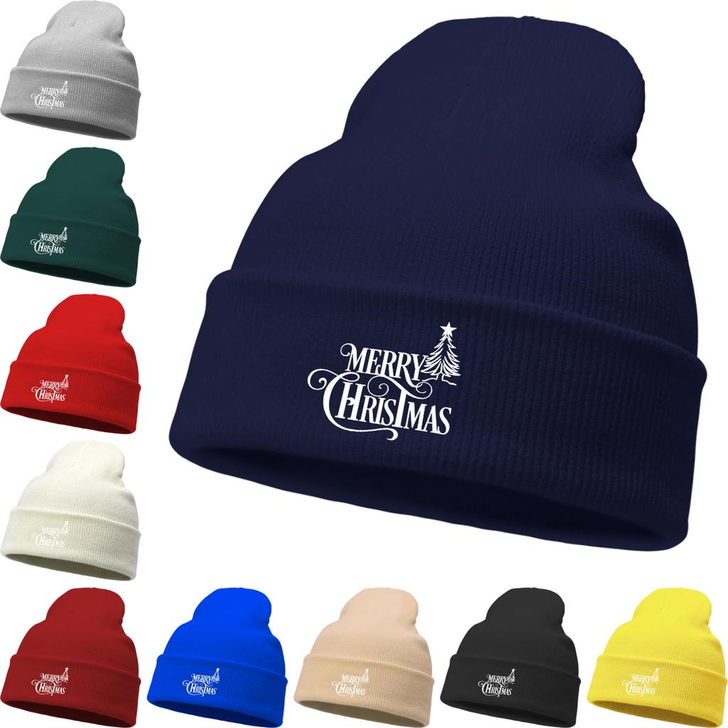 Merry Christmas Print Unisex Winter Hats Knit Hat Beanie Skullies Beanies Stylish Sporting Knitted Cap Beanie Perfect For Travel