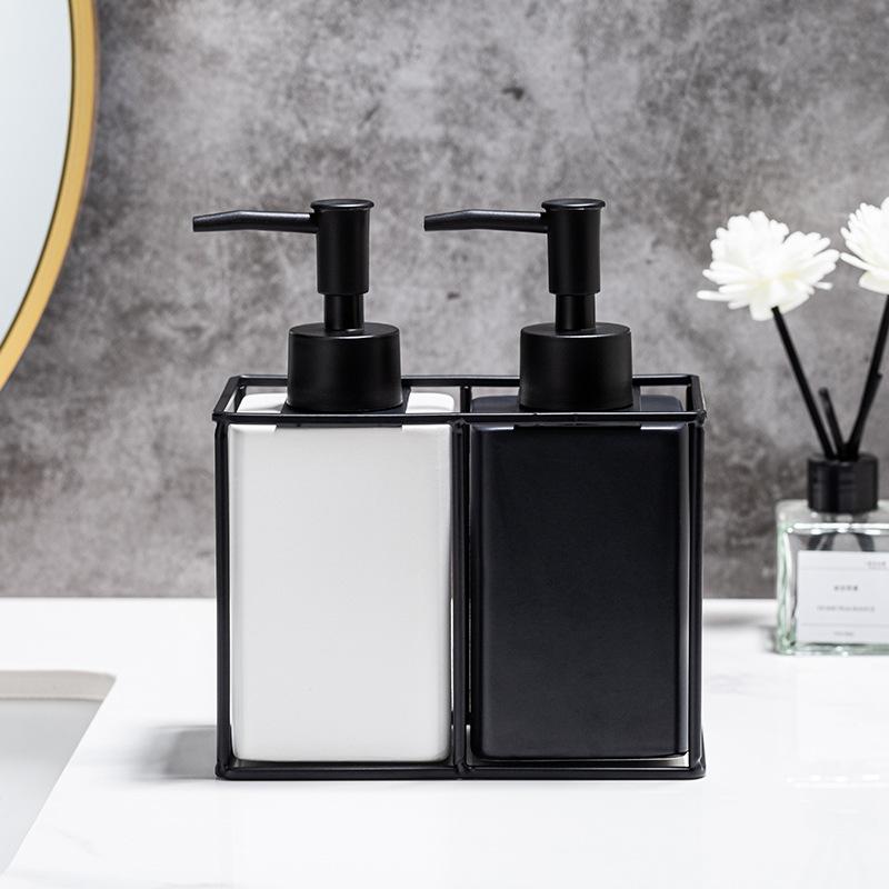 Home Ceramic Hand Sanitizer Bottle Matte Wrought Iron Bathroom Shower Gel Is Bottled and Pressed Into Soap Bottle Bathroom