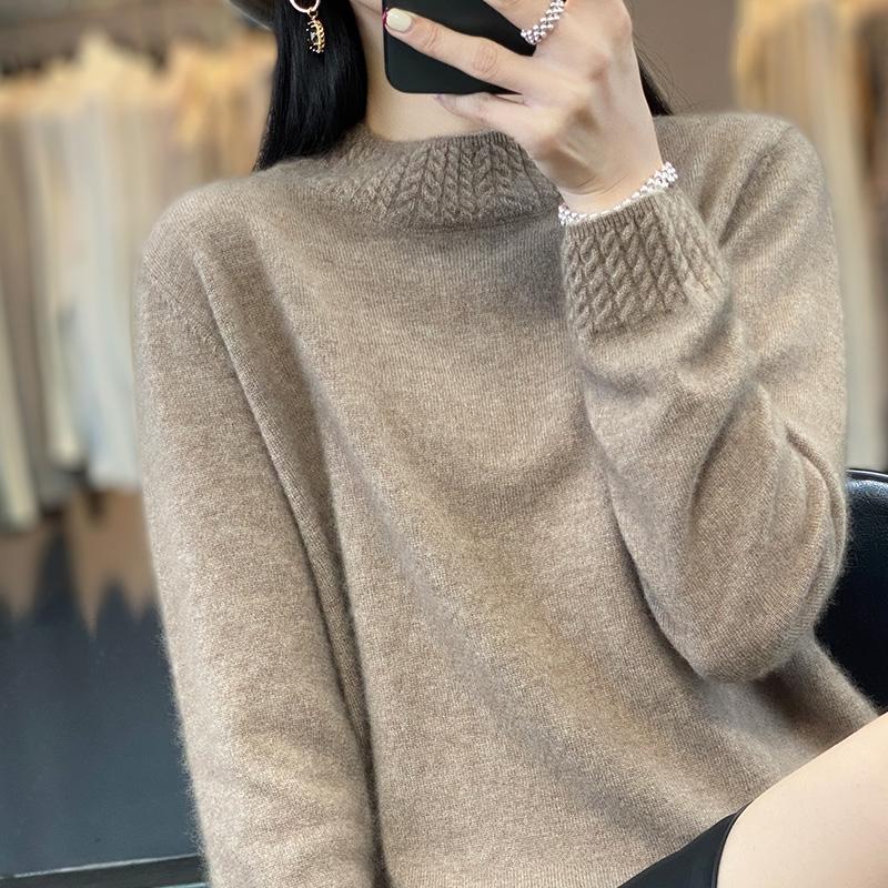 Suéter de cachemira para mujer Qinghe cachemira 30% cachemira 70% lana jersey de otoño e invierno cálido y a la moda