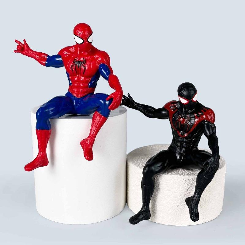 Marvel Spider‑Man Anime Figure Superhero PVC Doll Car Dashboard Center Console Ornament Sitting Spiderman Model Auto Interior Collectible Gift for Fan