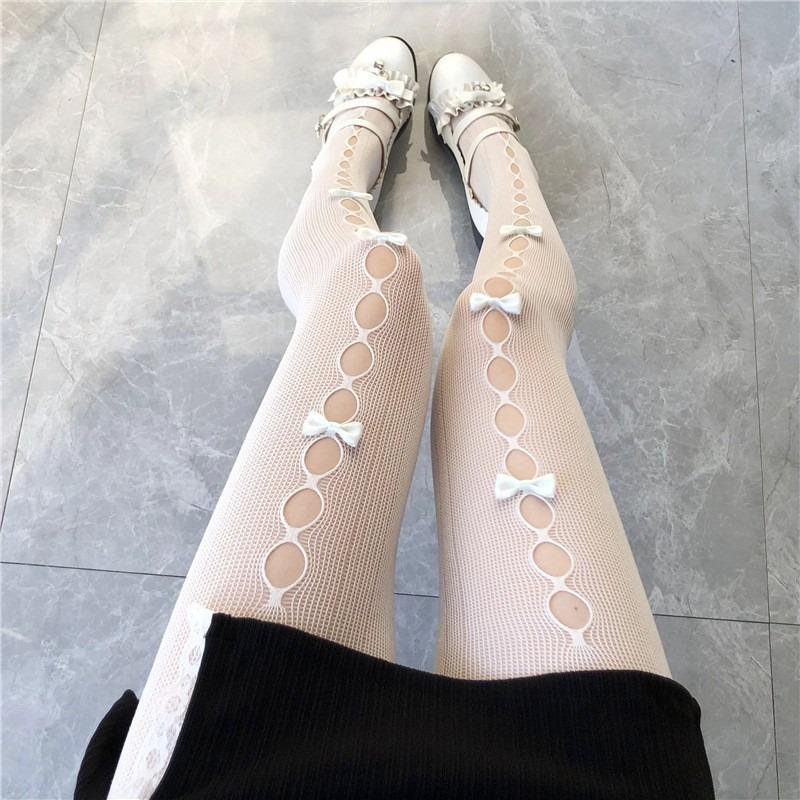 1/7 pairs Lightweight breathable butterfly knot mesh socks summer thin elegant simple women socks sexy hollow out pantyhose