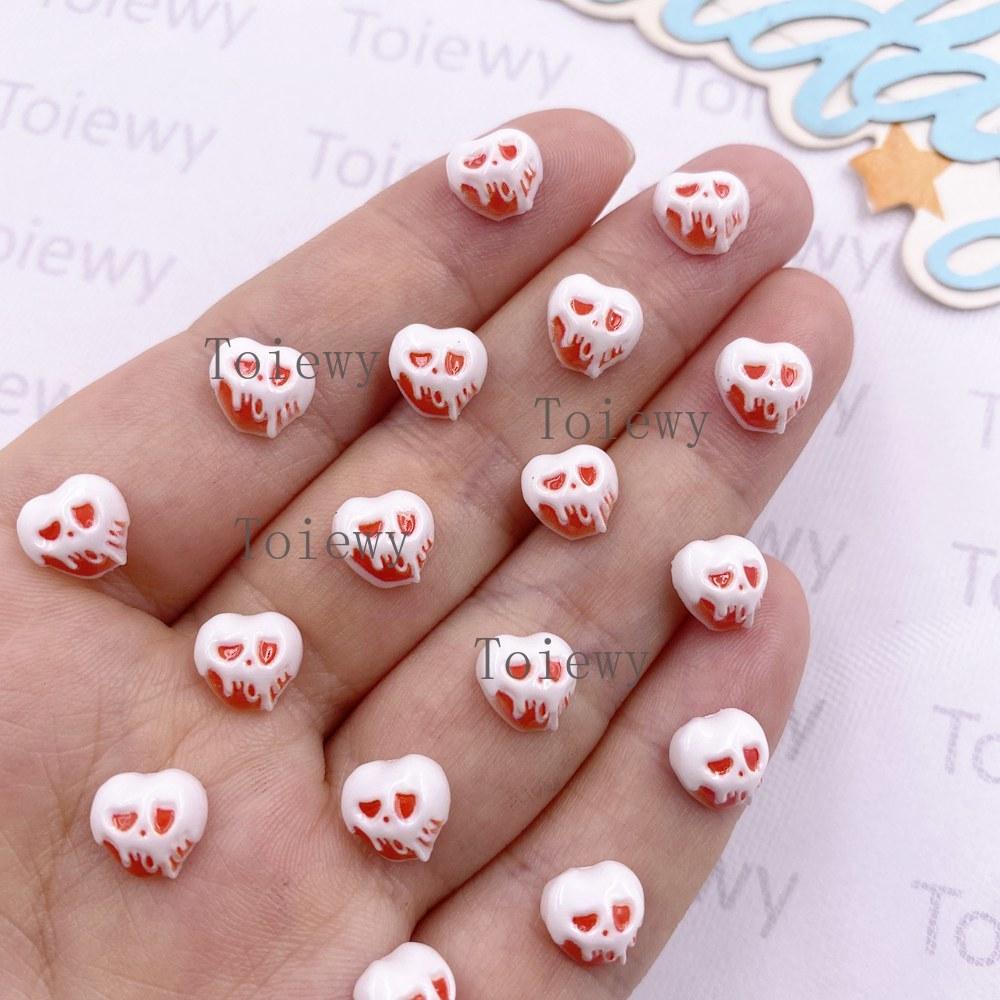 50pcs Resin Painted Halloween Decor Mini Colorful Skull Art Nail Flatback Rhinestone Applique DIY Wedding Scrapbook Decor Crafts