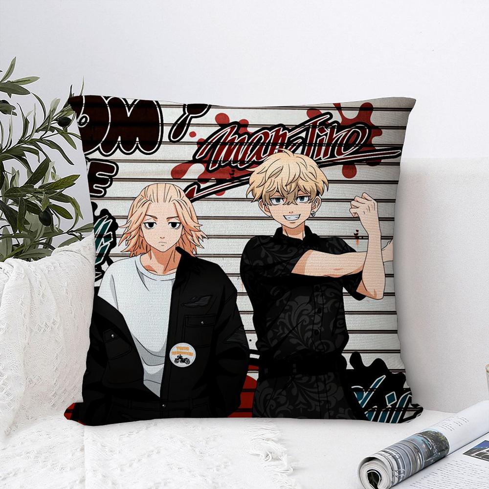 Аниме Т-Токийские мстители Наволочка Плюшевая ткань Мягкая Наволочка Двусторонняя печать Чехол для диванной подушки Наволочка для диванной подушки 16x16Inch
