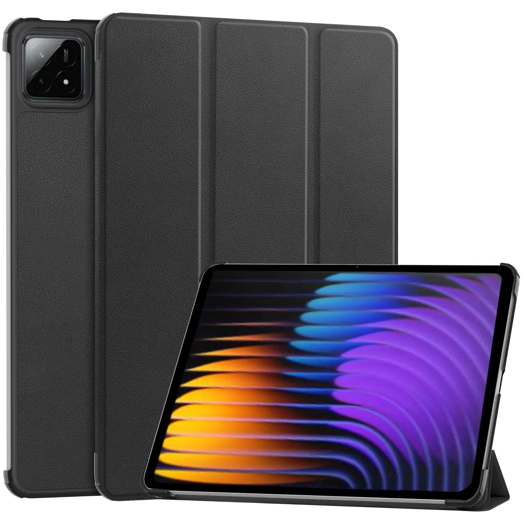 Pour coque Pad 7 11,2 pouces à rabat triple pliage avec support Funda Pour Pad 7 Pro Mi Pad 7 avec couvercle Auto Sleep mi Pad 7 11.2 inch noir