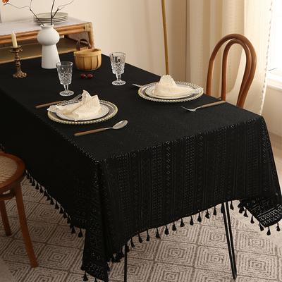 Black Lace Hanging Spike Dining Table Rectangular Retro Decorative Tablecloth Lace Party Decorative Tablecloth Practical