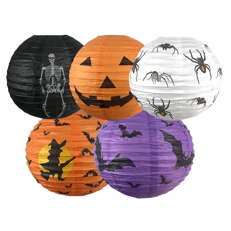 Halloween Paper Lanterns Pumpkin Spider Bat Skeleton Lanterns for Halloween Party Decorations Indoor Outdoor Party Supplies