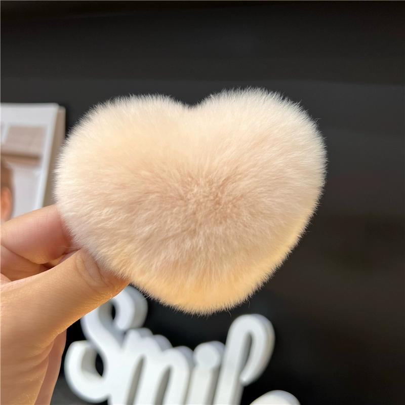 Love Hair Card  Cute Real Otter Rabbit Hair Little Peach Heart Hair Clip Headpiece Plush Ball Edge Clip Plush Hair Clip BB