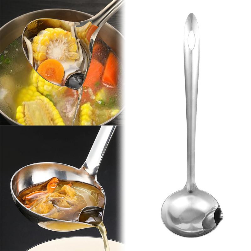 Stainless Steel Colander Spoon Soup Colander Kitchen Soup Gravy Oil Fat Separator Ladles Skimmer Spoon Soup Colander