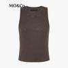 MO&Co. Women's Studded Letter Distressed Slim Fit Tank Top