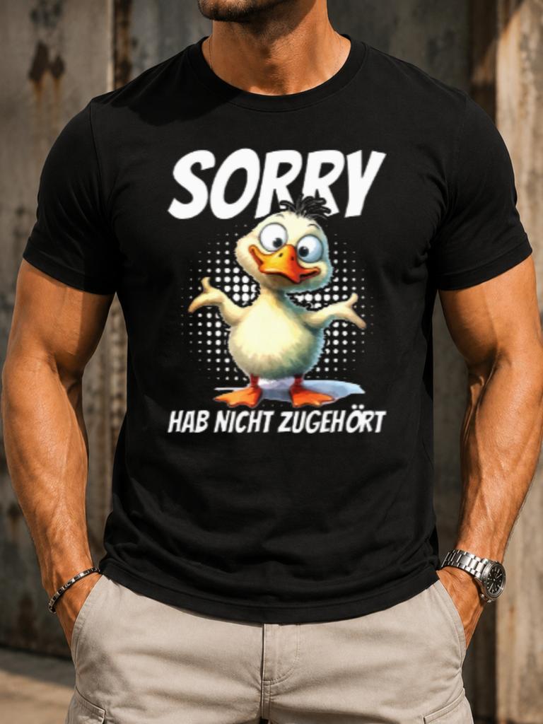 Sorry Hab Nicht Zugehort Funny Duck Character With Big Eyes Gerunisex Apology Quote Playful Cartoon Unisex All TShirt