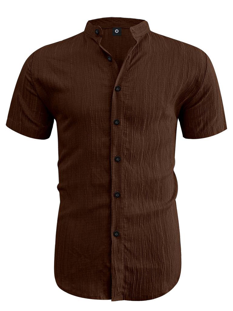 Summer men's short-sleeved shirt stand-up collar casual shirt for men's shirts in stock