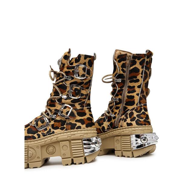 Beige NEW ROCK M-WALL373 Ankle Boots