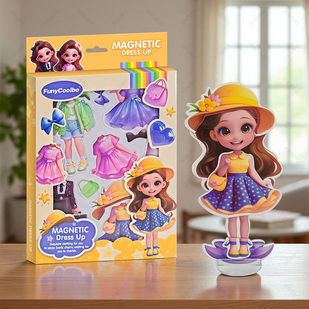 Princess Grain Magnet Stickers DIY Magnetic Sticker Clothing Change Doll Toy Girl Magnetic Attraction Dress Up Gift