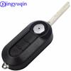jingyuqin 3 Button Flip Remote Key Case Shell Cover Housing For Fiat 500 Panda Punto Bravo Car Alarm Keyless Entry Fob
