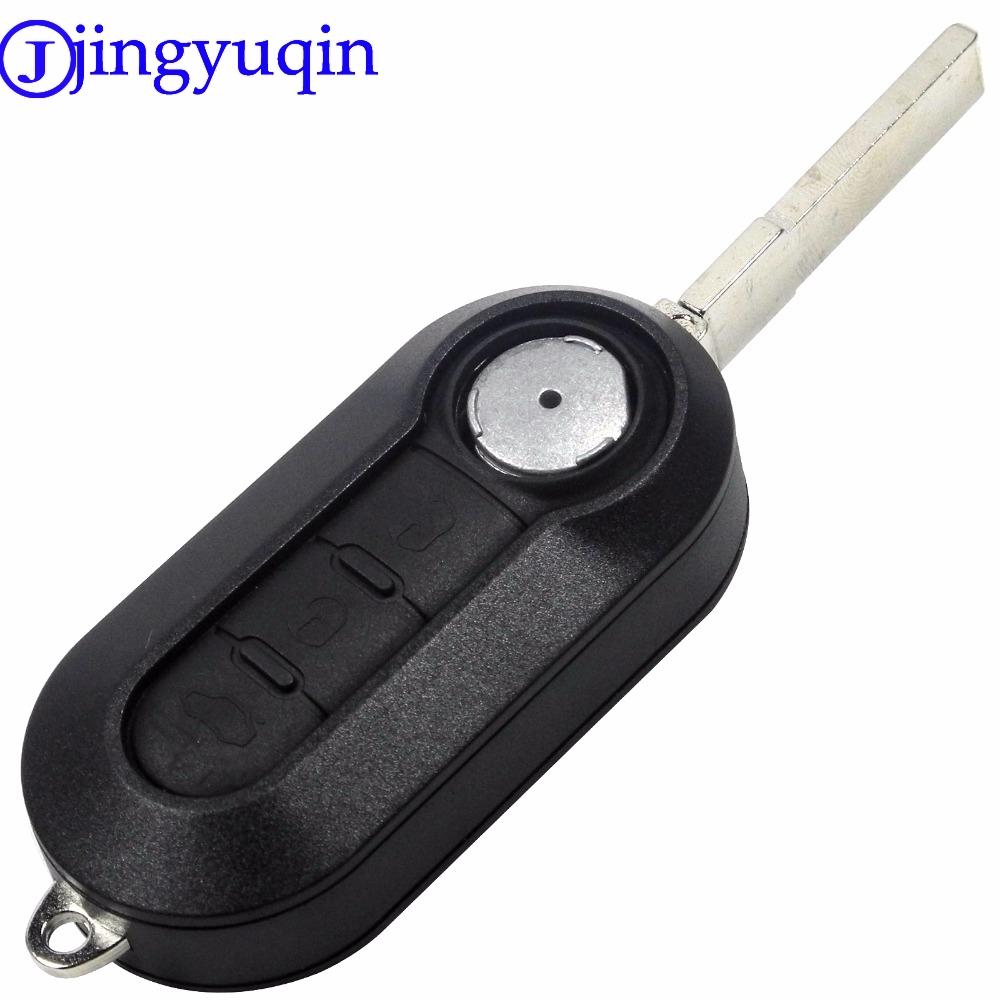 jingyuqin 3 Button Flip Remote Key Case Shell Cover Housing For Fiat 500 Panda Punto Bravo Car Alarm Keyless Entry Fob