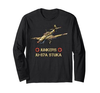 Junkers JU-87A Deutsches Jagdbomberflugzeug Langarm-T-Shirt