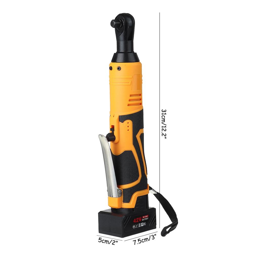 42V 200N.m chave elétrica sem fio catraca andaime chave de ângulo reto 3/8 com 2 baterias ferramenta elétrica recarregável