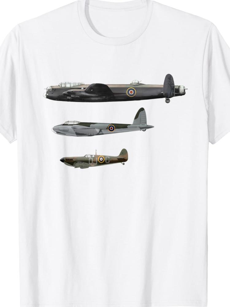 RAF Lancaster Spitfire Mosquito Fighter Bomber TShirt Short Sleeve Casual 100 Cotton Shirt S
