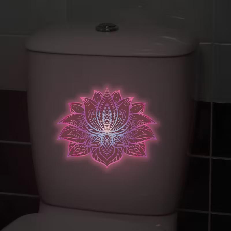 

Creative Luminous Flower Pattern Toilet Seat Cover And Sticker For Bathroom And Toilet. One Size білий