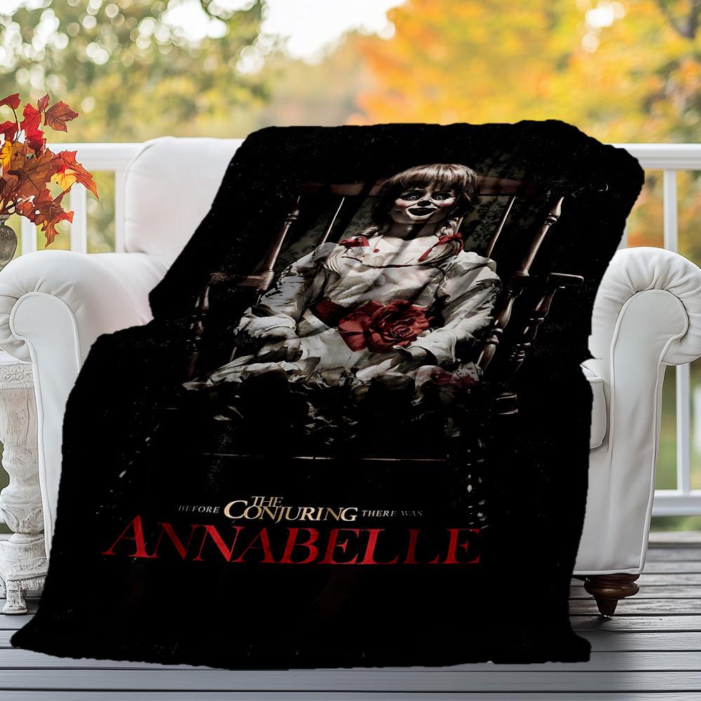 1pc ANNABELLE CONJURINGOutdoor Flannel Blanket Soft Plush Decor for Picnics, camping,Bedroom, Playroom, or Lunch Break, Perfect Gift