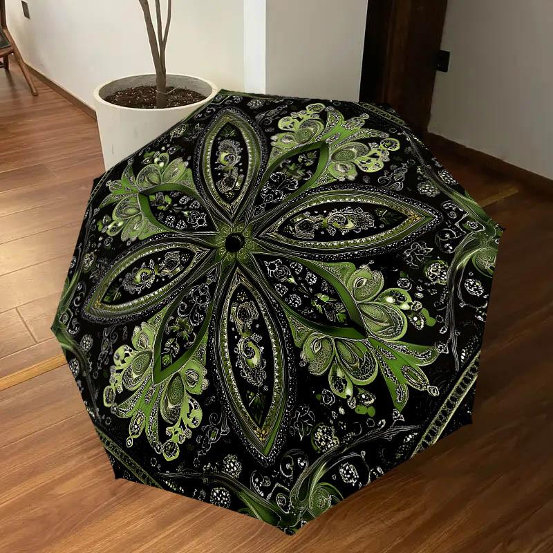 1PC Floral Pattern Umbrella-8-Rib Reinforced Portable Folding Travel Suitable for All Seasons Outdoor Daily Use Is an Ideal Choice -K0342