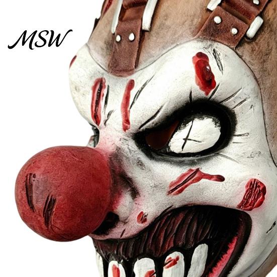 Elastico Confortevole Aderenza Copricapo Maschera da Clown di Halloween, Maschera Horror Spaventosa Realistica in Lattice con Naso Rosso per Casa Infestata Cosplay Feste Costume