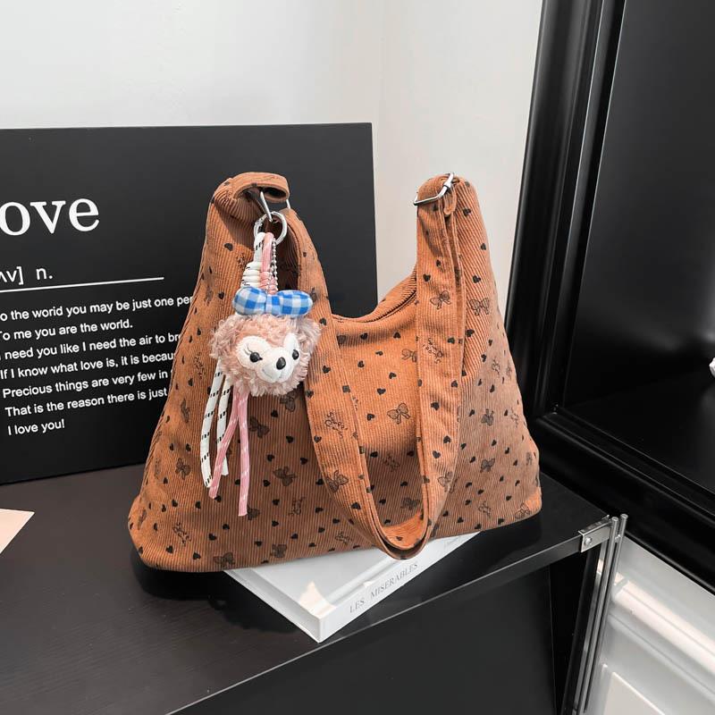 Retro corduroy bag large capacity new single shoulder fashion versatile underarm commuting portable out tote bag