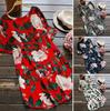 Uk Women Goodlooking Long Sleeve Floral Printed Tunic Tops T Shirt Dress Mini