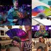 Chinese Style 23 Cm Kung Fu Fan Gradient Colorful Reflective Folding Hand Fan Personality Foldable Hand Rave Fan Music