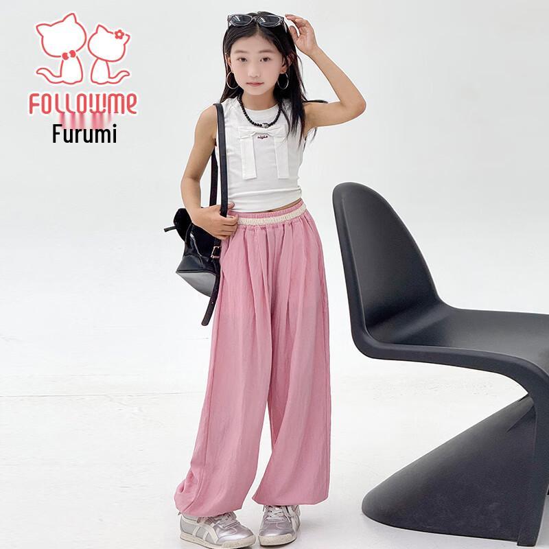 Fu Luomi Girls' Summer Lightweight Casual Pants