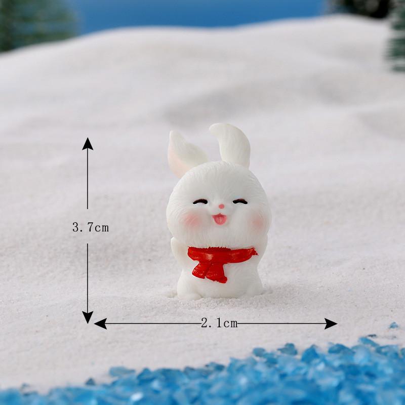 Bunny Figurine Christmas Resin Microlandscape Decoration Bunny Miniature Winter