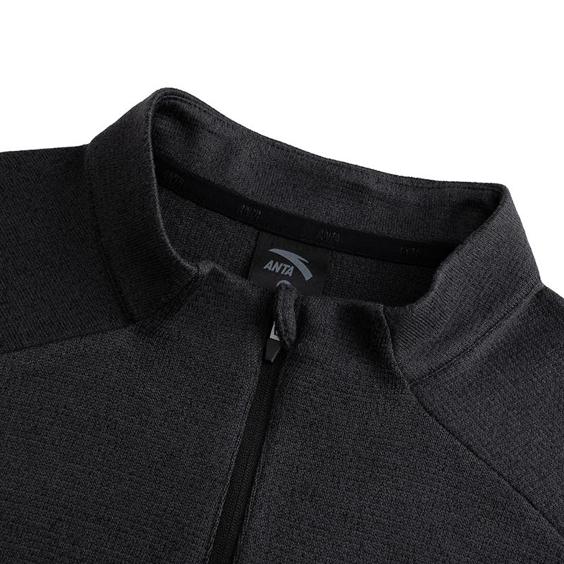 Anta Outdoor Lightweight Fleece Warm Stand Collar Long Sleeve T-Shirt Men Tops 952546406-3