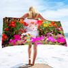 Dog With Flowers Pattern Microfiber Sand Free Beach Towel Oversized Quick Dry Absorbent Pool Towels For Pool Swimming Bathroom