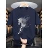 Men's T-shirt, Short-sleeved with a Running Horse Print, Comfortable, Suitable for Everyday Wear and Travel
