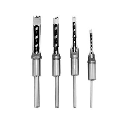 7pcs Square Hole Drill Bit Woodworking Hole Saw Mortising Chisel Steel Drill Bits Set 1 4 Inch, 5 16 Inch, 3 8 Inch, 2