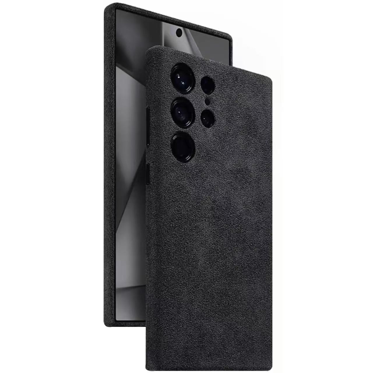

100% Italy Alcantara Leather Case for Samsung Galaxy S24 S25 S26 Ultra Plus + Magnetic Cover Premium Luxury Cases for S26Ultra For S25 Ultra темно серый