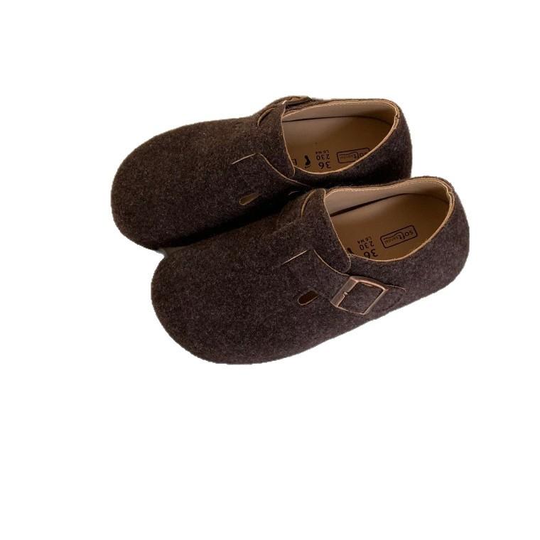 Mori retro woolen platform Boken shoes women's winter new one-pedal velvet cotton shoes fluff