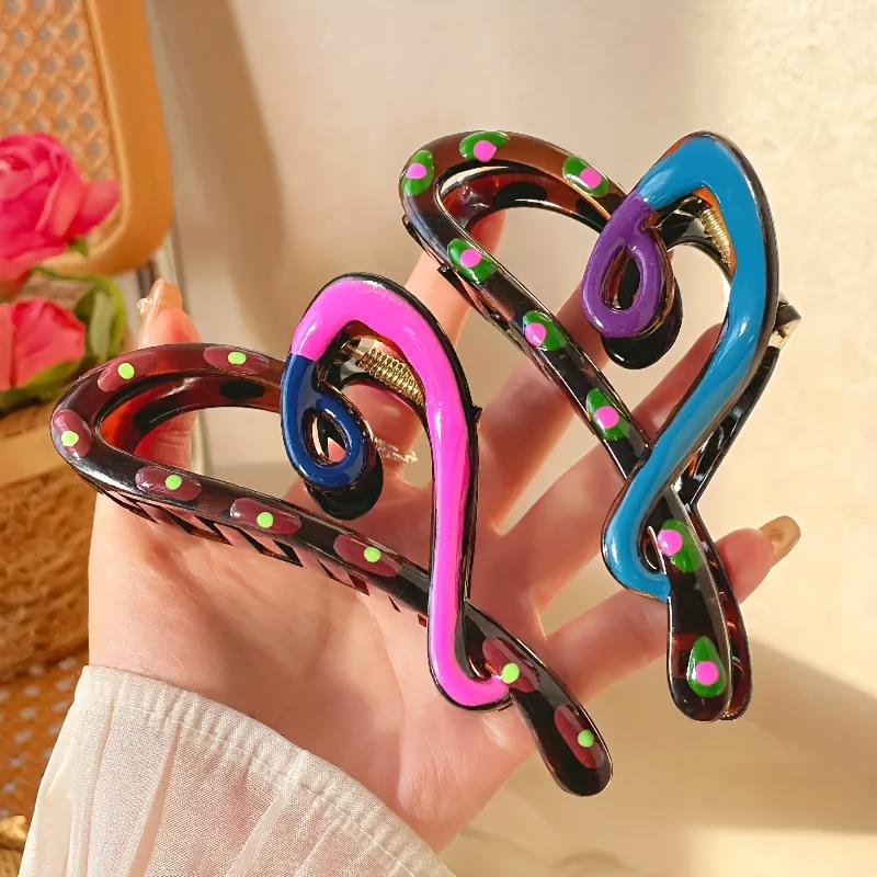 [1pc Hair Claw Clips] 1pc Elegant Heart-Shaped Hair Claw Clips, Simple Oil-Drip Color | Strong Grip Shark Clip for Women's Daily Wear, Comfortable