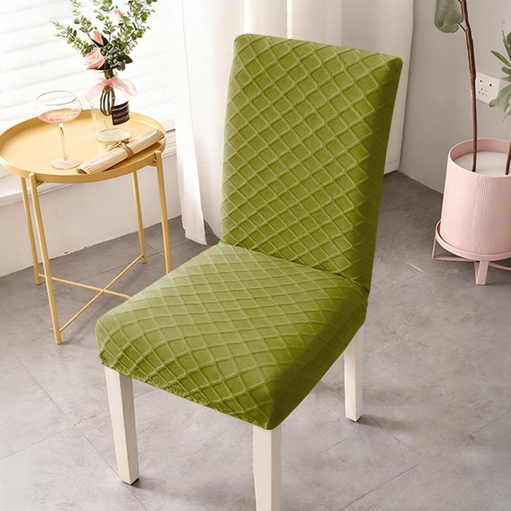New Elastic Stretch Dining Chair Cover Dustproof Solid Color Jacquard Chair Cushion Cover Waterproof Chair Protectors Household