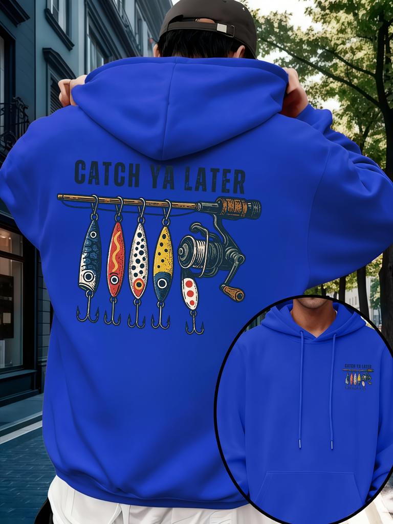 Women Sport Hip Hop Hoodie, "Catch Ya Later" Fishing Lure Graphic, Fleece Lined Sweatshirt for Urban Street Style and Cold Weather