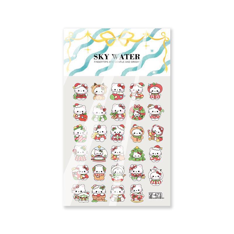 

Sky Christmas Kitty & Tree Embossed Nail Art & Phone Case Stickers