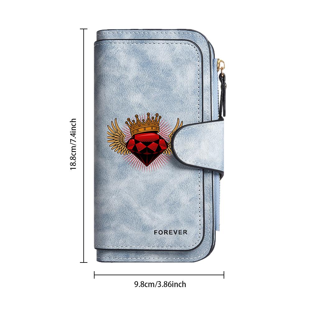 Vintage Wing Crown Pattern Long Wallet for Women Credit Card Holder Purse