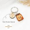 Wooden Toast Keychain with Card Cartoon Bread Slices Key Ring Backpack Schoolbag Hanging Decoration Bag Charm Purse Pendant New Beginnings Gifts