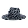 Beauty hot sale fashion leopard print top hat woolen soft felt hat printed original style jazz hat flat brim new