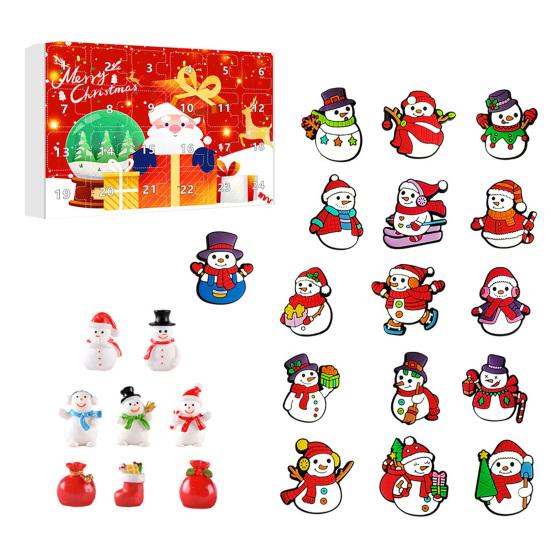 

Рождественский снеговик Адвент-календарь 24-дневный обратный отсчет Рождественский подарочный набор 2D мультяшный снеговик подвесные украшения усилитель праздничной атмосферы T