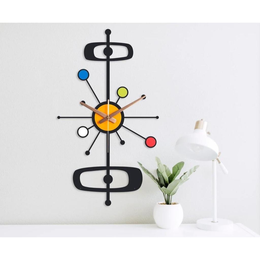 Large World Map Wall Clock, Metal Minimalist Modern Clock, Round Silent Non-Ticking Battery Operated Wall Clocks for Living Room/Home/