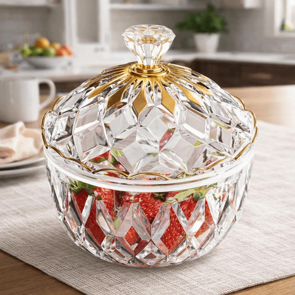 Dust-Proof Transparent Candy Jar Elegant Style Fruit Storage Jar Crystal Snack Jar  Fruit Bowl