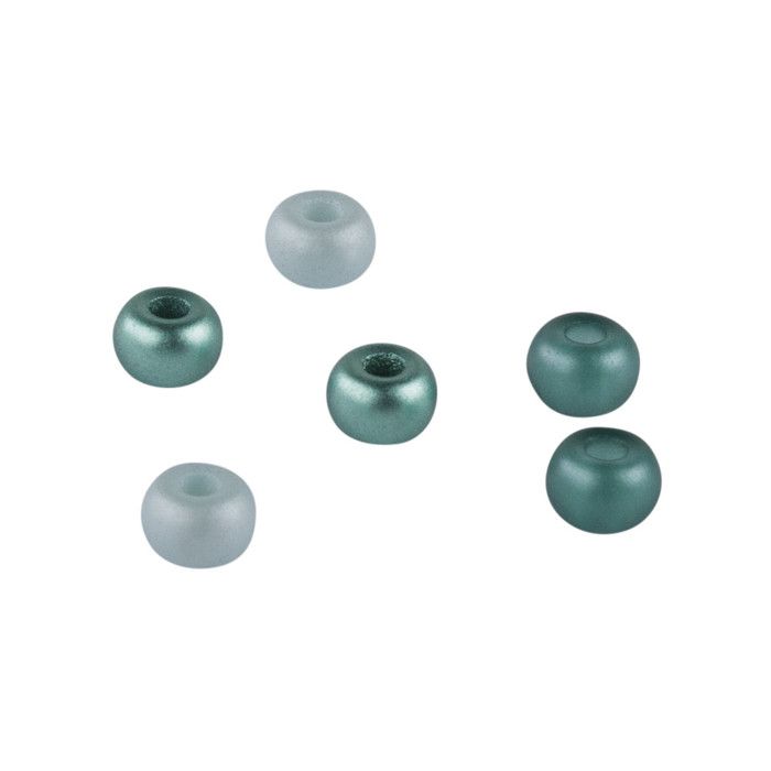 Mélange rocailles av.Grand trou, ø5,5mm, tons menthe, trou ø2mm, Boîte 80 pces