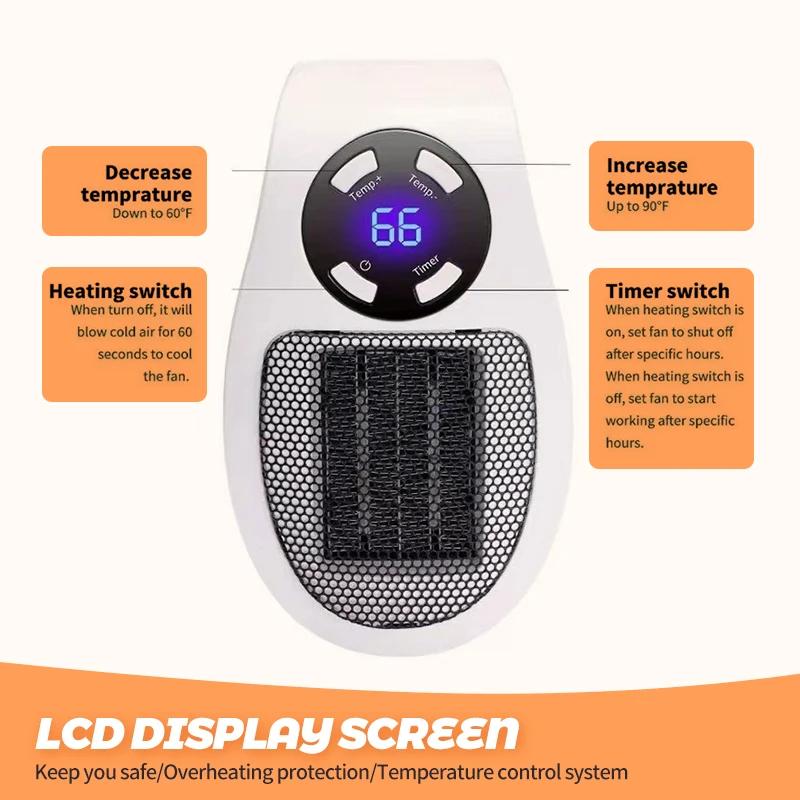 Home Mini Heater Multi-function Wall Mount Rapid Heating Intelligent Constant Temperature Low Noise Power Off Protection
